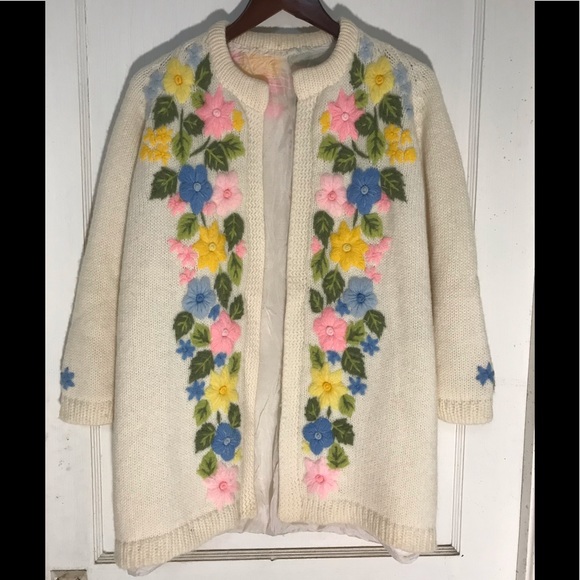 Very Vintage Hand Knitted and Lined Stunning Cardigan Sweater